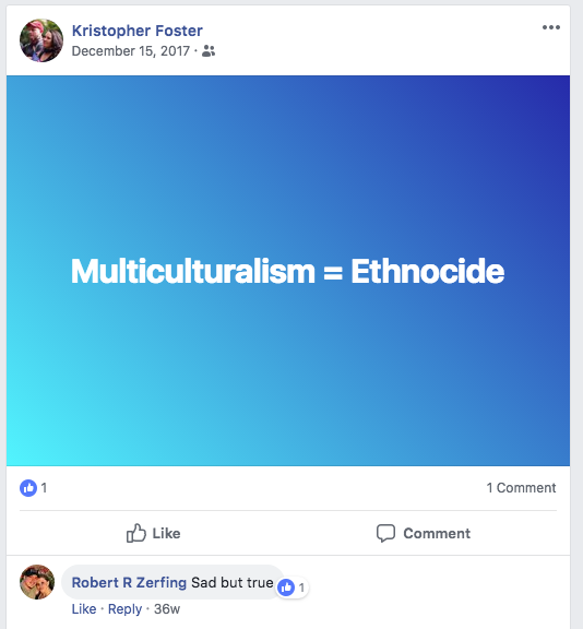 Foster is a white supremacist